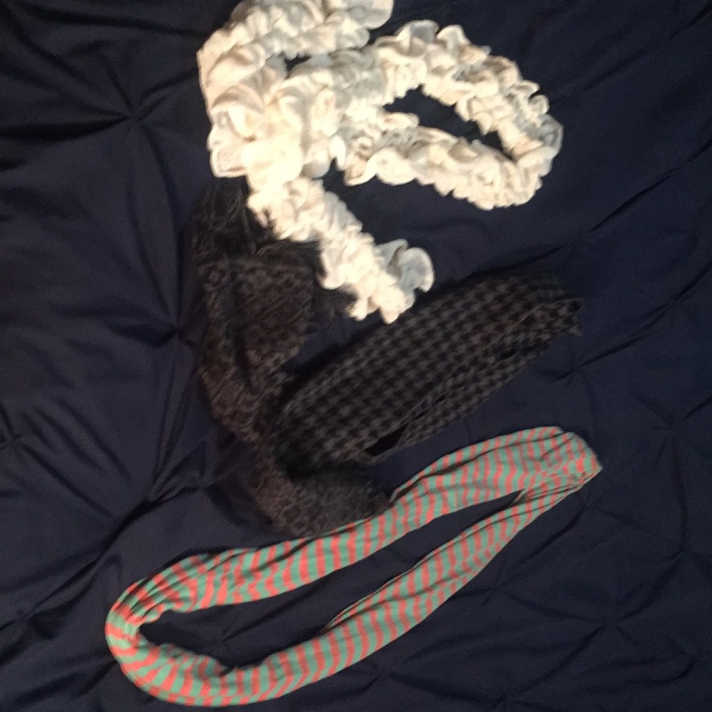 3 different patterned scarfs